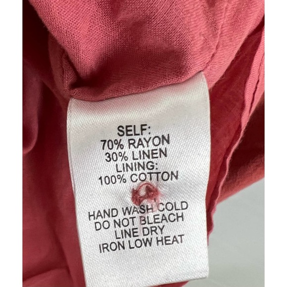 Lulus Women's Orange Solid Size Small Linen & Rayon Shirt Top Blouse Button Back - Picture 5 of 6